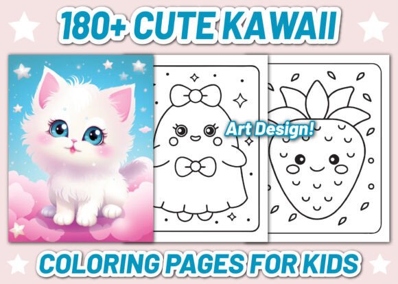 180 Cute Kawaii Coloring Pages for Kids: A Complete Guide to Creating and Selling Your Own Coloring Book Bundle
