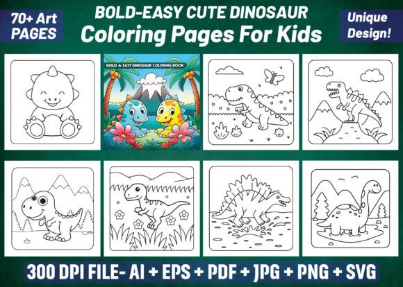70 Bold Easy Cute Dinosaur Coloring Pages