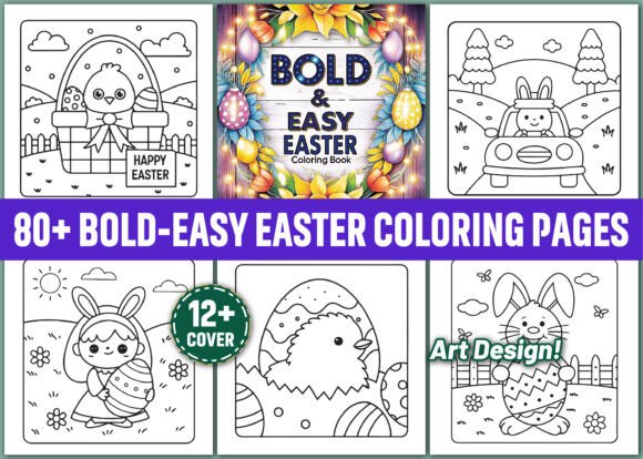 Bold and Easy Easter Coloring Book Kids