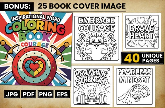 Courage Inspirational Word Coloring Page