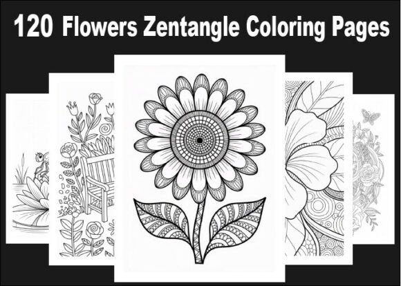 Discover 120 Flowers Zentangle Coloring Pages for Adults