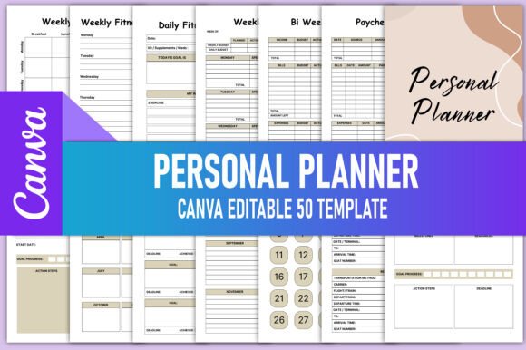 Editable Personal Planner Canva KDP