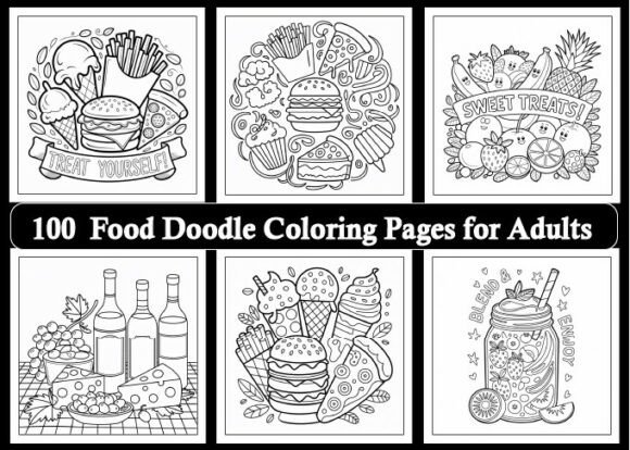 Food Doodle Coloring Pages for Adults