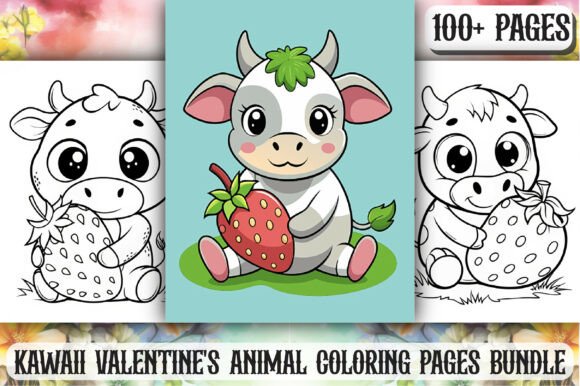 Kawaii Valentine's Animal Coloring Page: A Creative and Profitable Bundle for Artists and Educators