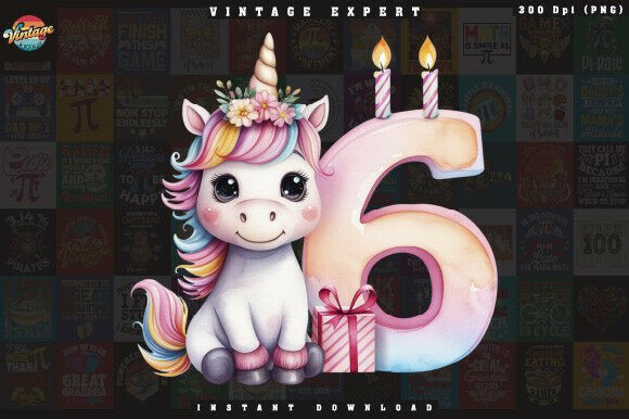 Watercolor Unicorn Number 6 PNG Clipart: A Versatile Tool for Creative Projects