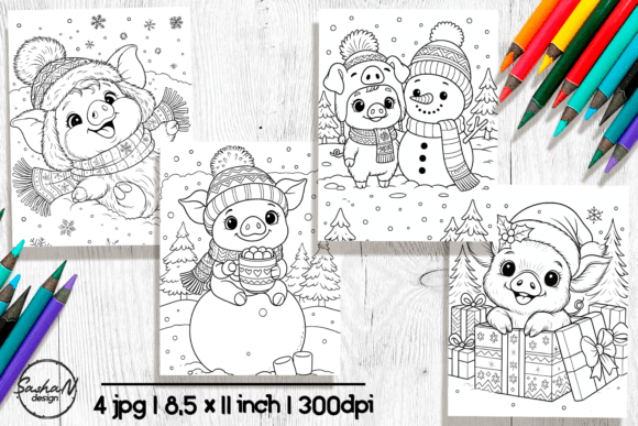 Winter Cute Pig Coloring Pages: A Fun and Educational Resource for Kids and Educators